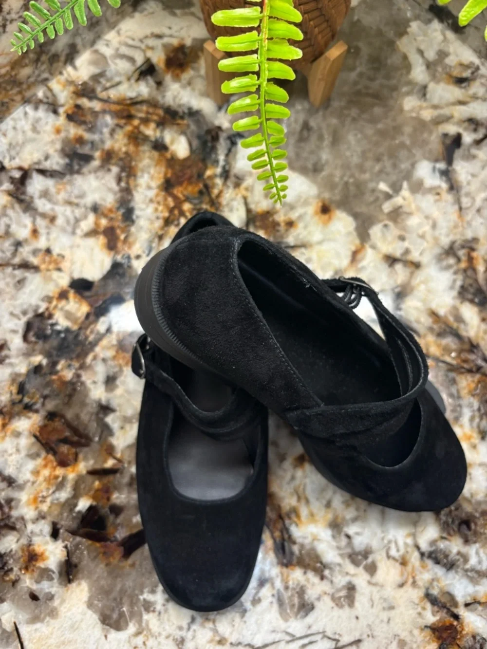Bass Black Suede Mary Jane Flats for Kids